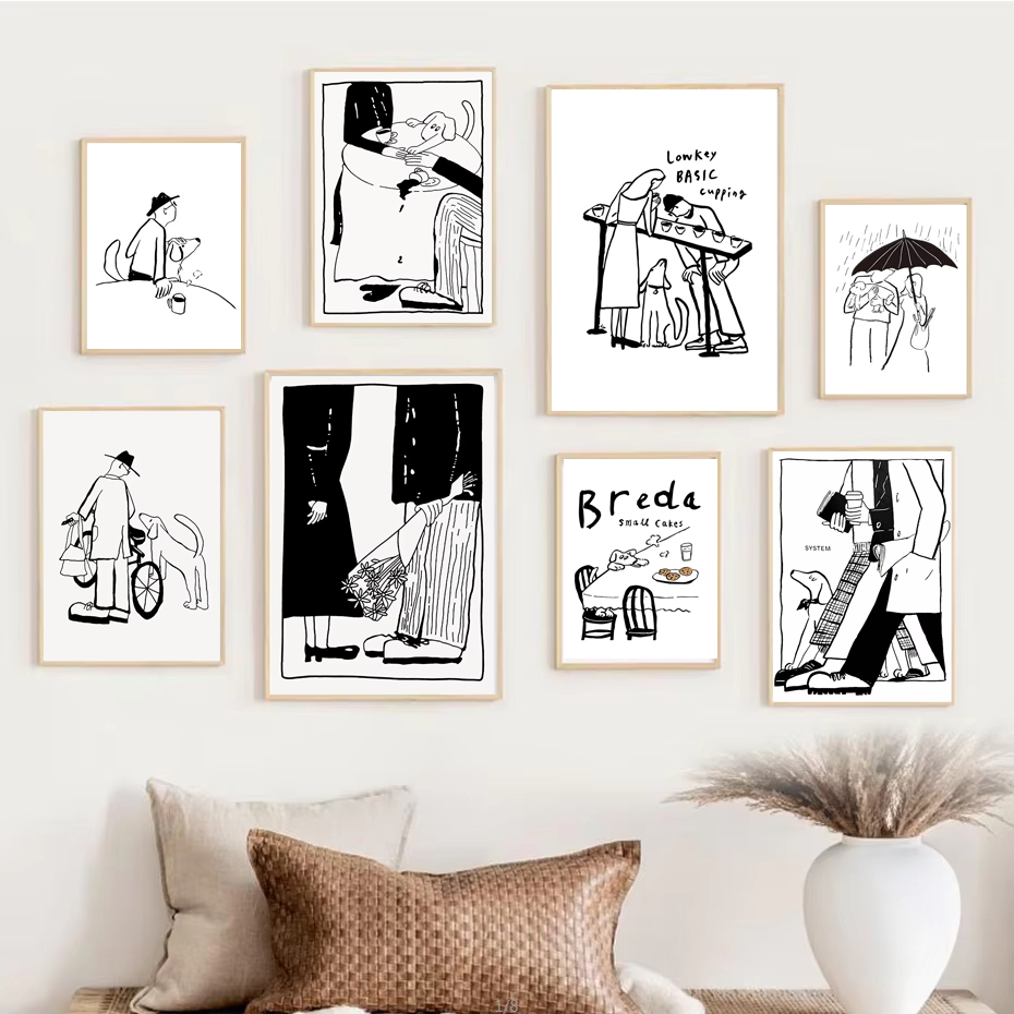 Home Office Romance Manga - Póster de arte minimalista escandinavo, estilo