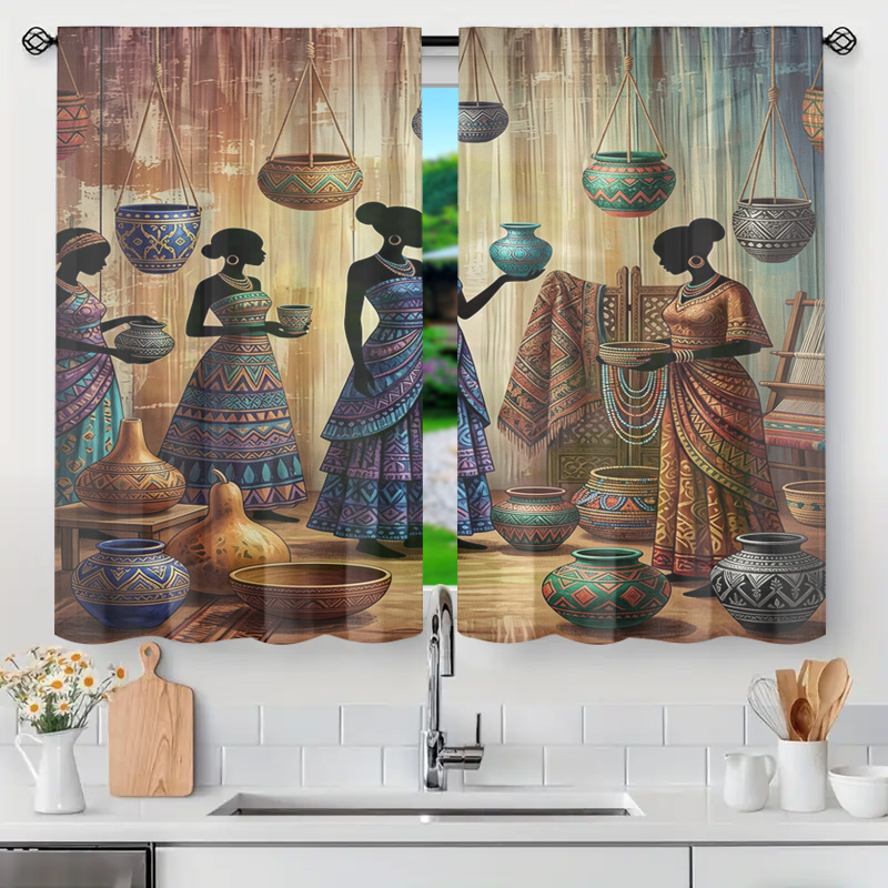 Home Office Marketing - Cortina de estilo bohemio étnico, tapiz