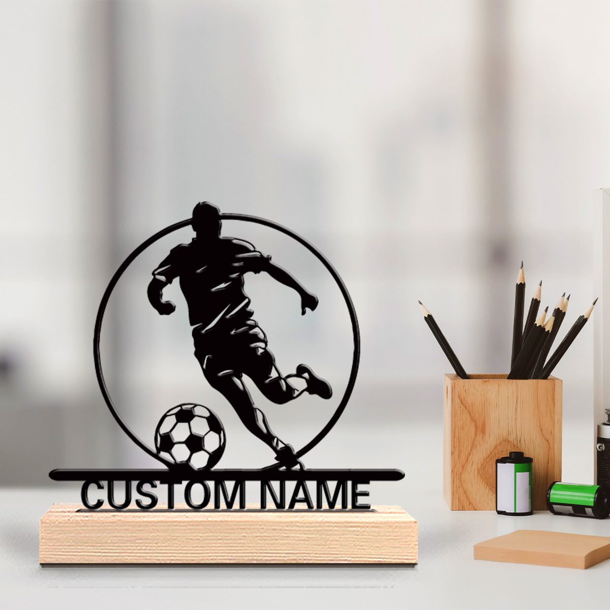 Home Office Desk Ideas - Estatua Metálica Personalizada de Jugador de