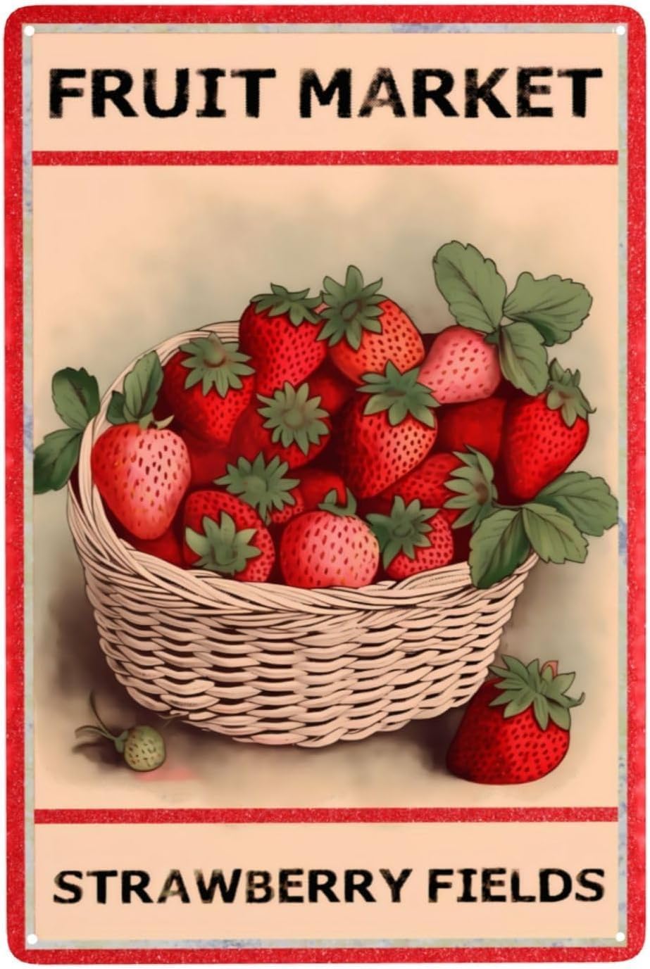 Home Office Marketing - Letrero metálico Fruit Market Strawberry Fields,