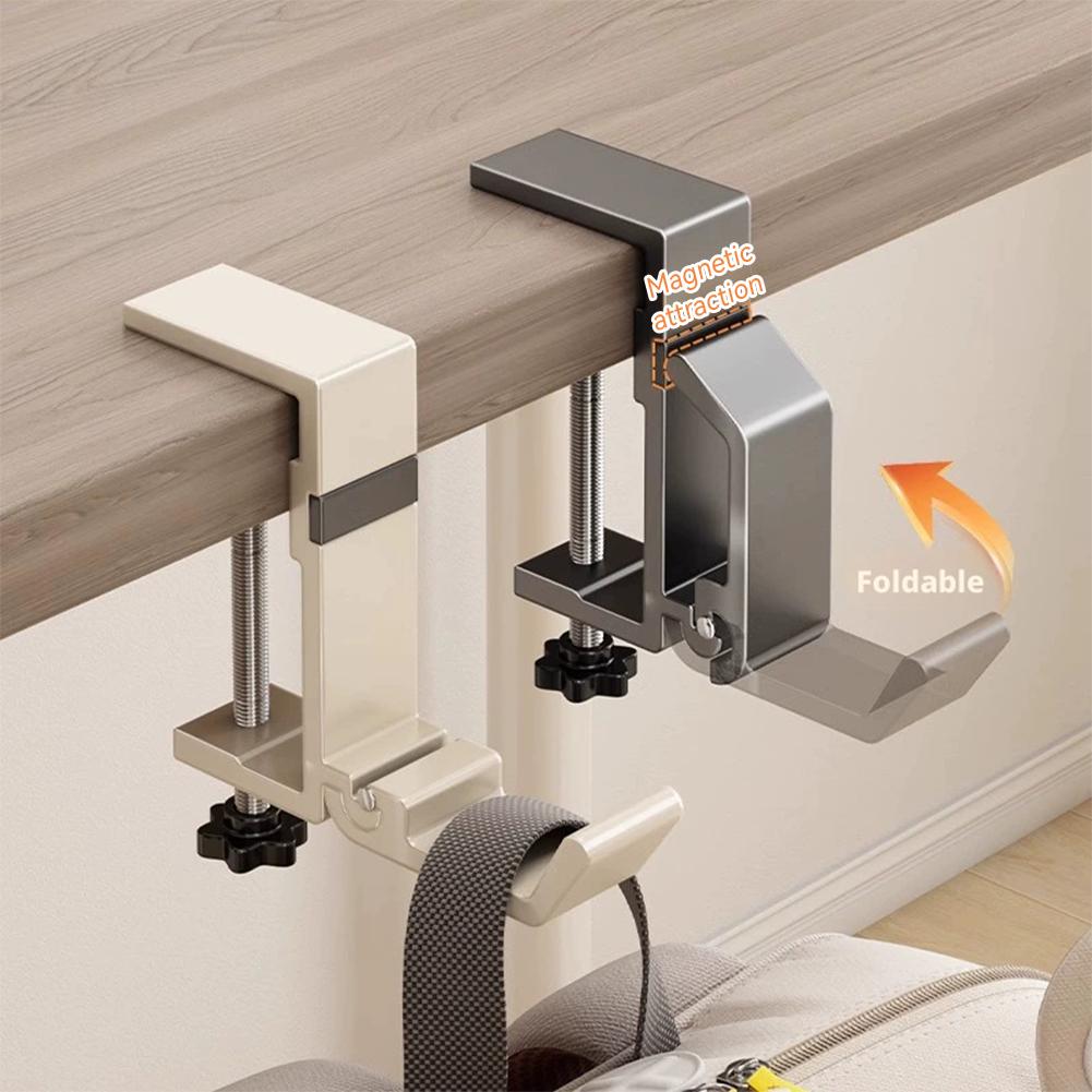 Home Office Desk Ideas - Gancho plegable para escritorio sin taladro,