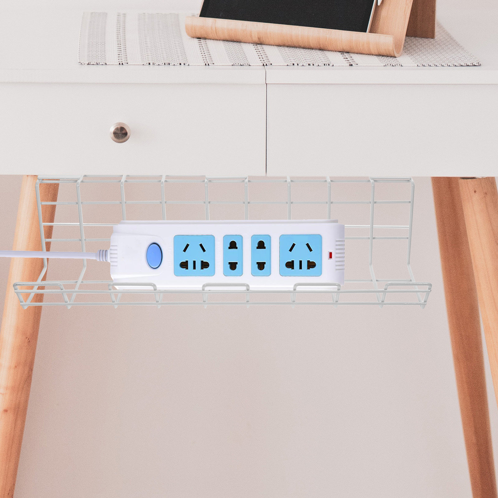 Power Strip Desk - Organizador de cables debajo del escritorio,