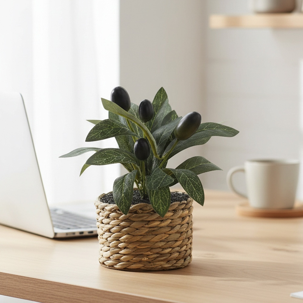 Home Office Desk Ideas - Plantas Artificiales, Olivo de Bolsillo, Plantas
