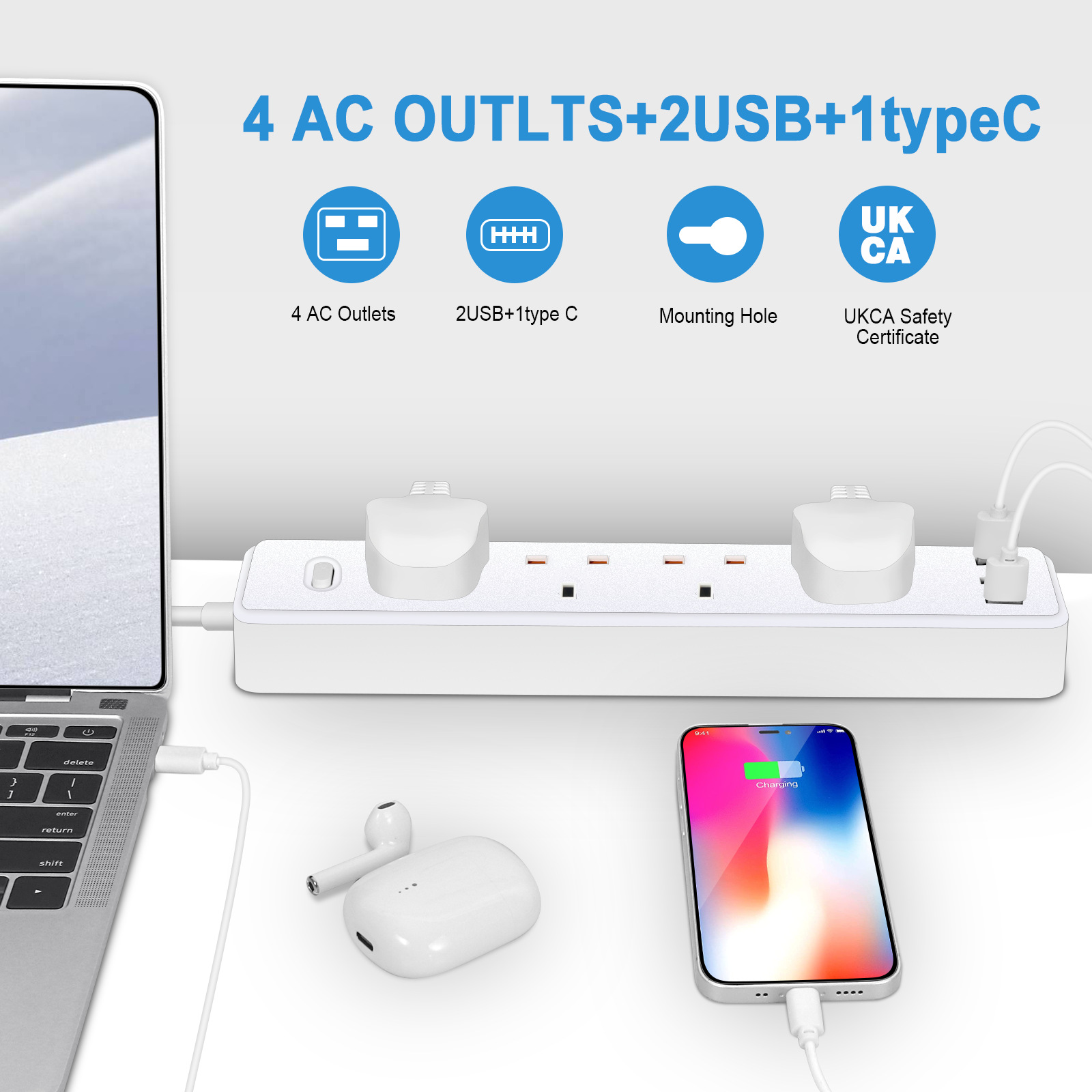 Regleta de alimentación eléctr - Power Strip Desk reseña y precio