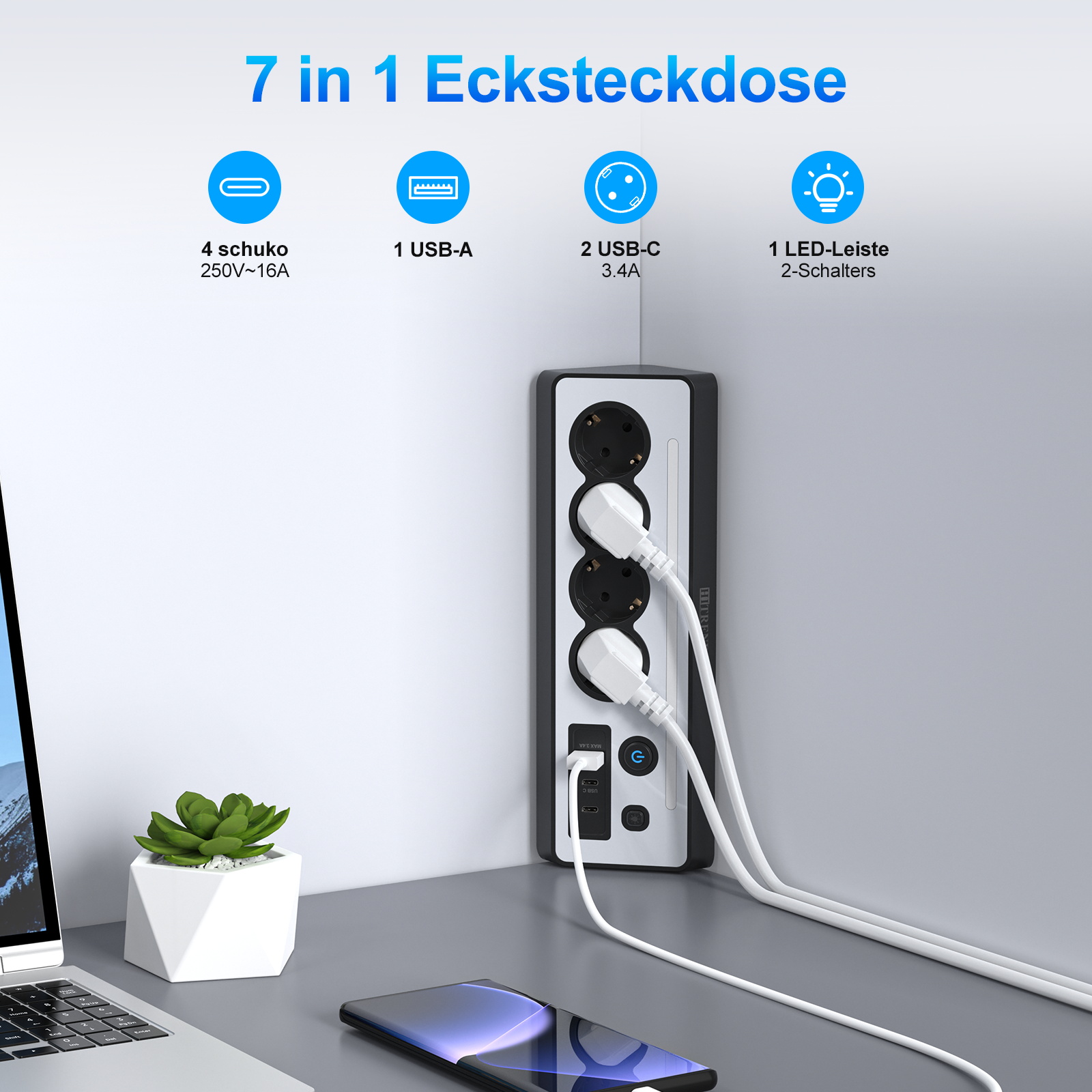 Toma de corriente con enchufe  - Power Strip Desk reseña y precio