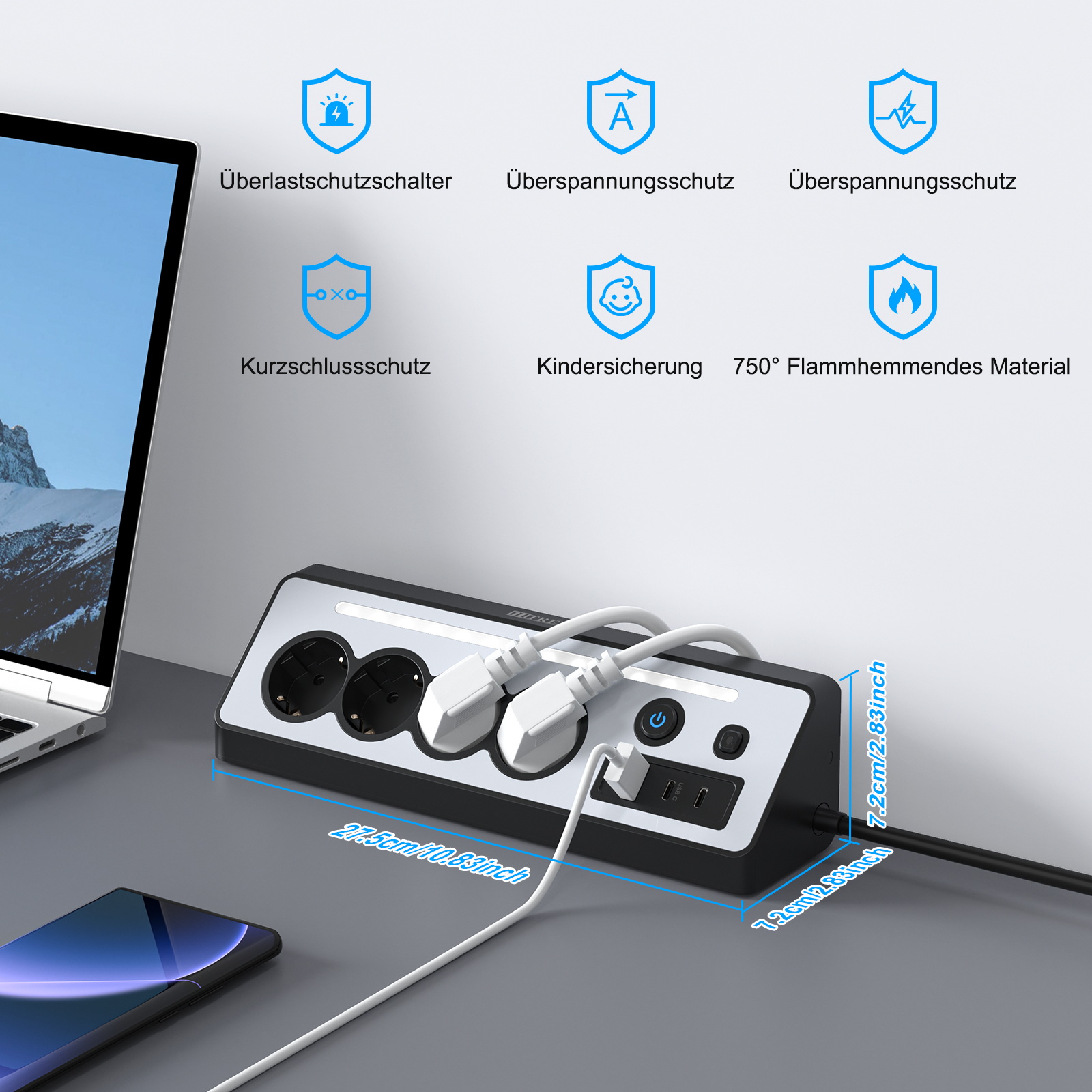 Toma de corriente con enchufe  - Power Strip Desk reseña y precio