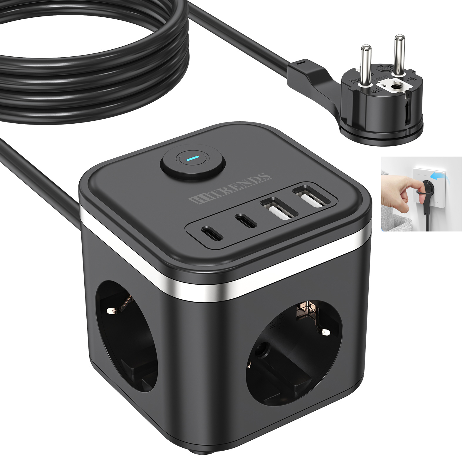 Tira de alimentación de enchuf - Power Strip Desk reseña y precio