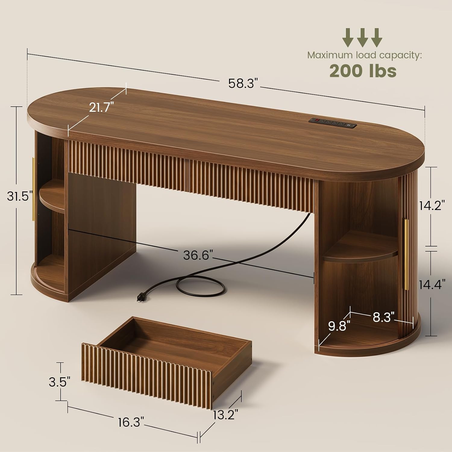 Escritorio de Oficina con 2 Ca - Power Strip Desk reseña y precio